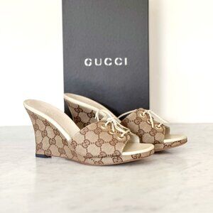 Gucci Logo Wedge Sandal 7.5 never worn